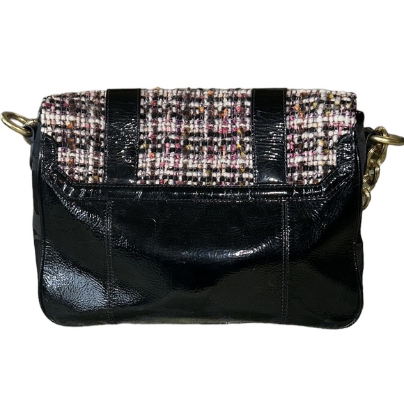 RARE COACH Poppy Tweed Black Patent Flap Shoulder Bag 17927 - Picture 4 of 16